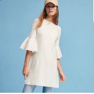 Anthropologie White Mini Sweater Dress Small S Womens Cream